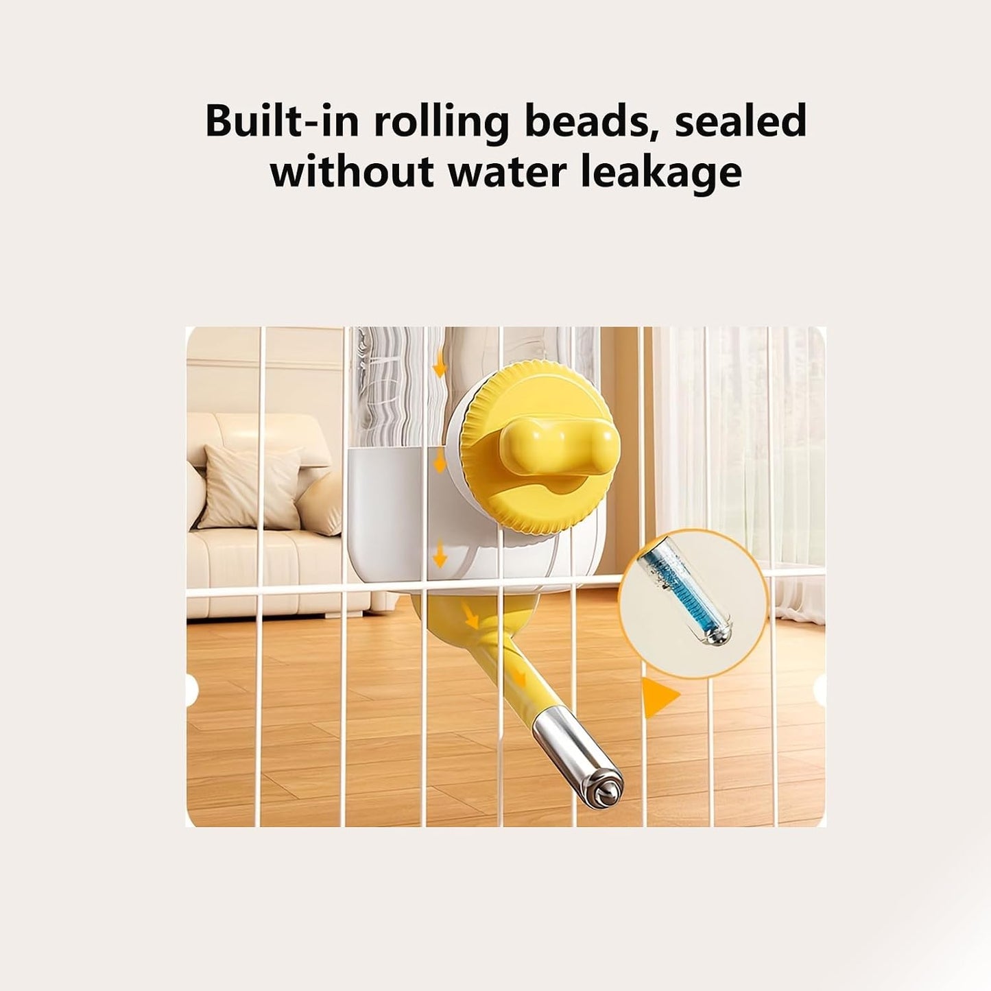 Pet Water Dispenser, 30oz/900ml Large Capacity Guinea Pig Water Bottle | Automatic Hanging Rabbit Bunny Water Dispenser for Cage Small Animal Water Bottle（Water Dispenser only, Yellow)