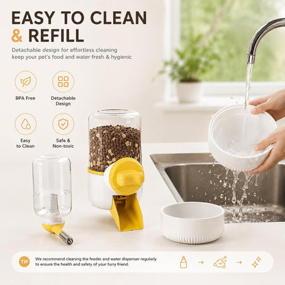 Pet Water Dispenser, 30oz/900ml Large Capacity Guinea Pig Water Bottle | Automatic Hanging Rabbit Bunny Water Dispenser for Cage Small Animal Water Bottle（Water Dispenser only, Yellow)