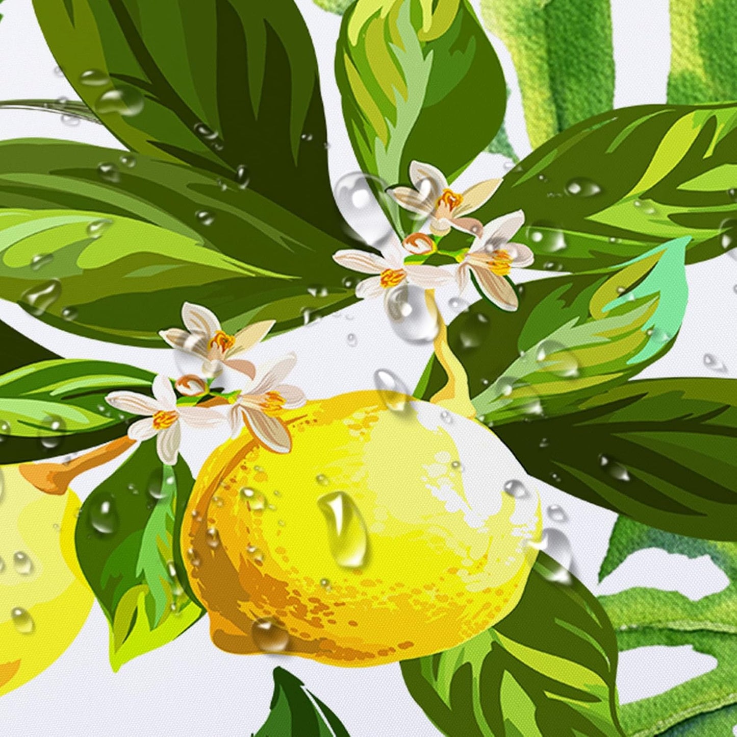 Lemon Shower Curtain, Yellow Fruit Lemon and Green Monstera Leaves Shower Curtain with Hooks, Tropical Plant Bath Curtain Polyester Fabric Bathroom Decor Accessories, 72X72 Inches