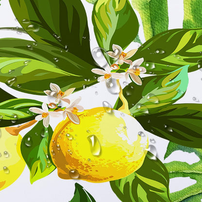Lemon Shower Curtain, Yellow Fruit Lemon and Green Monstera Leaves Shower Curtain with Hooks, Tropical Plant Bath Curtain Polyester Fabric Bathroom Decor Accessories, 72X72 Inches