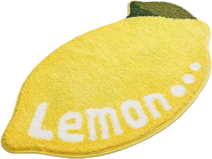 Yellow Lemon Rug - 31.5"x19.7" Sour Lemon Rug, Non-Slip Absorbent Lemons Bath Mat, Soft Washable Lemons Bathroom Decor Mat, Cute Rugs for Kitchen & Bathroom Floor