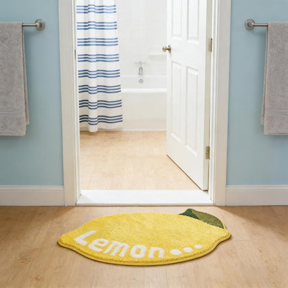 Yellow Lemon Rug - 31.5"x19.7" Sour Lemon Rug, Non-Slip Absorbent Lemons Bath Mat, Soft Washable Lemons Bathroom Decor Mat, Cute Rugs for Kitchen & Bathroom Floor