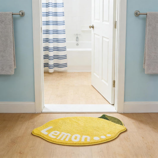 Yellow Lemon Rug - 31.5"x19.7" Sour Lemon Rug, Non-Slip Absorbent Lemons Bath Mat, Soft Washable Lemons Bathroom Decor Mat, Cute Rugs for Kitchen & Bathroom Floor