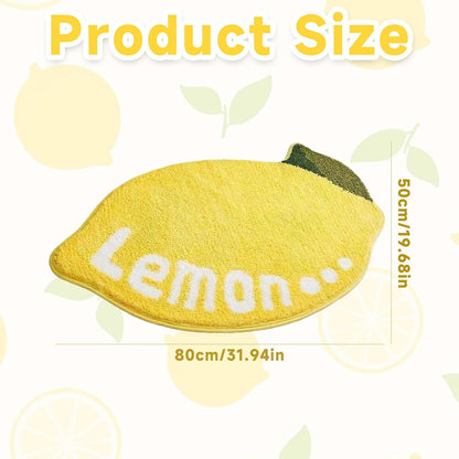 Yellow Lemon Rug - 31.5"x19.7" Sour Lemon Rug, Non-Slip Absorbent Lemons Bath Mat, Soft Washable Lemons Bathroom Decor Mat, Cute Rugs for Kitchen & Bathroom Floor