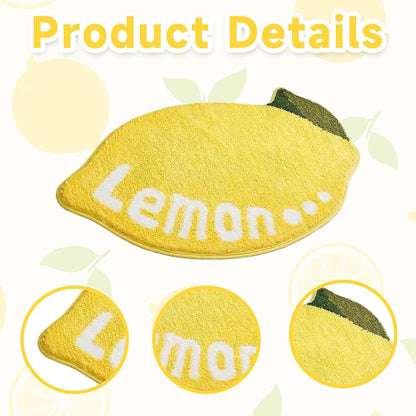 Yellow Lemon Rug - 31.5"x19.7" Sour Lemon Rug, Non-Slip Absorbent Lemons Bath Mat, Soft Washable Lemons Bathroom Decor Mat, Cute Rugs for Kitchen & Bathroom Floor