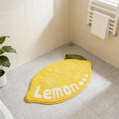 Yellow Lemon Rug - 31.5"x19.7" Sour Lemon Rug, Non-Slip Absorbent Lemons Bath Mat, Soft Washable Lemons Bathroom Decor Mat, Cute Rugs for Kitchen & Bathroom Floor