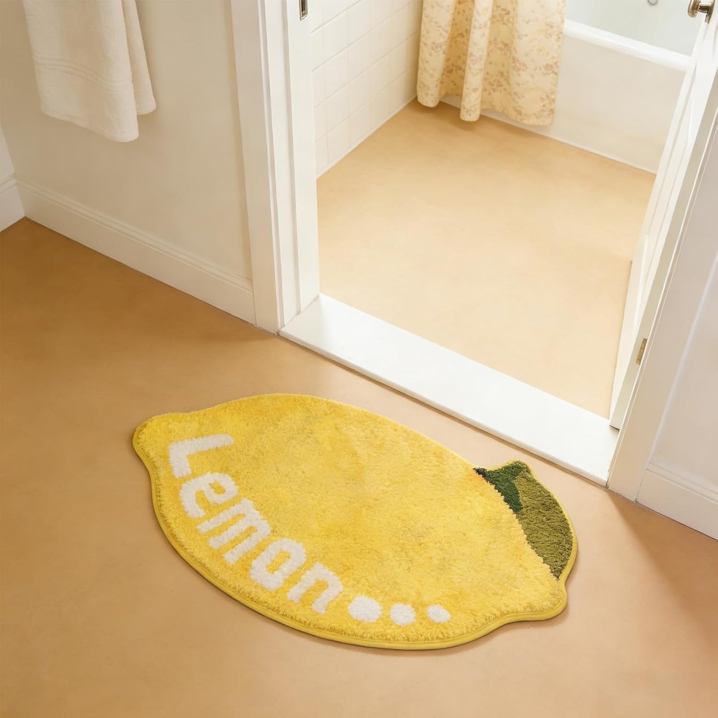 Yellow Lemon Rug - 31.5"x19.7" Sour Lemon Rug, Non-Slip Absorbent Lemons Bath Mat, Soft Washable Lemons Bathroom Decor Mat, Cute Rugs for Kitchen & Bathroom Floor