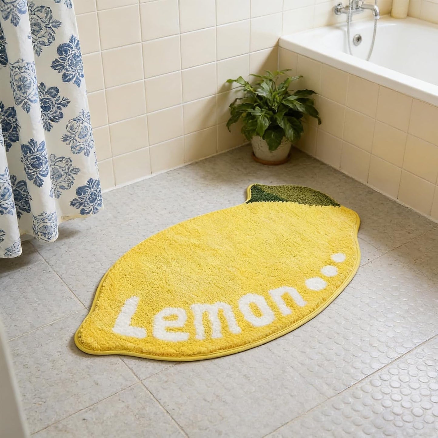 Yellow Lemon Rug - 31.5"x19.7" Sour Lemon Rug, Non-Slip Absorbent Lemons Bath Mat, Soft Washable Lemons Bathroom Decor Mat, Cute Rugs for Kitchen & Bathroom Floor