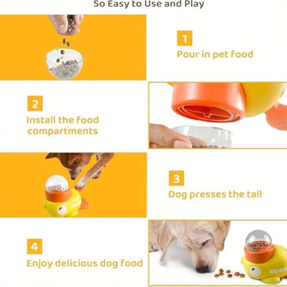 Cat Treat Slot Machine, Nonslip Cat Slot Machine Treat Dispenser, Interactive Duck Frenchie Toy, Durable Adjustable Slow Feeder Toy, Cats Treat Dispenser for Small & Medium Dogs/Cats/Pets (Yellow*1)