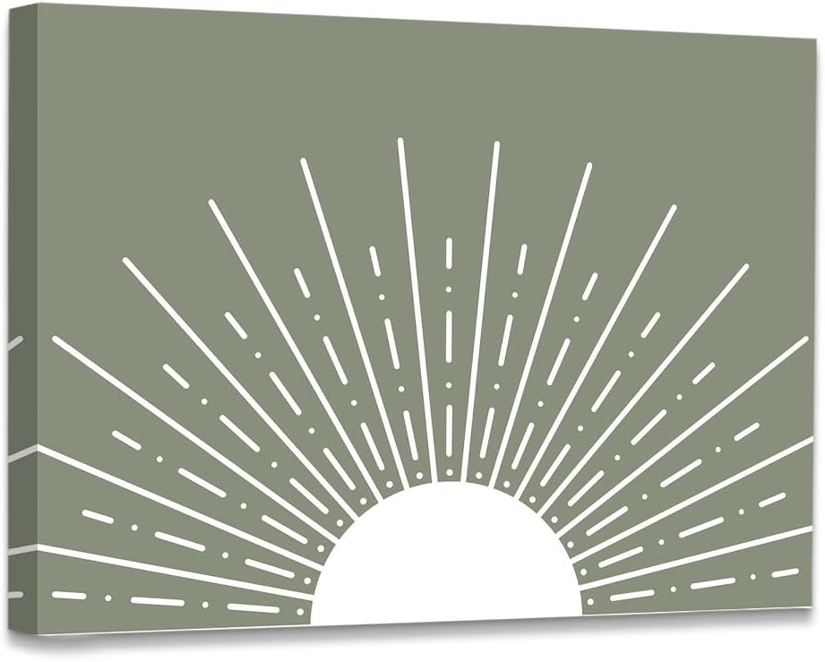 Boho Framed Wall Art, Sun Yellow Framed Canvas Wall Art Decor 11x14, Sun Sunset Yellow Dorm Bathroom Office Home Painting Artwork Wall Decor