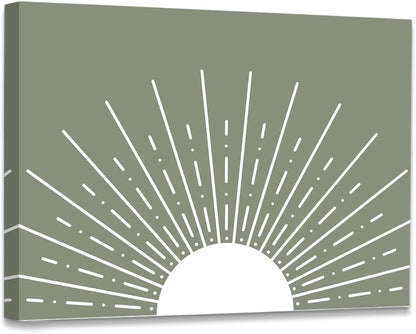 Boho Framed Wall Art, Sun Yellow Framed Canvas Wall Art Decor 11x14, Sun Sunset Yellow Dorm Bathroom Office Home Painting Artwork Wall Decor