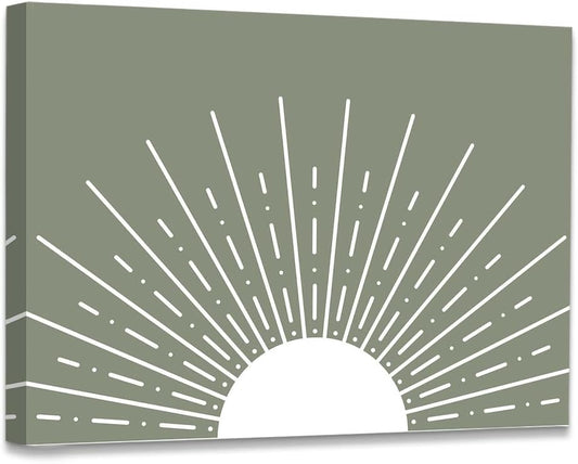 Boho Framed Wall Art, Sun Yellow Framed Canvas Wall Art Decor 11x14, Sun Sunset Yellow Dorm Bathroom Office Home Painting Artwork Wall Decor