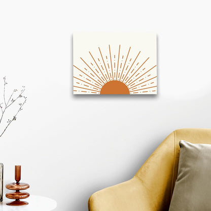 Boho Framed Wall Art, Sun Yellow Framed Canvas Wall Art Decor 11x14, Sun Sunset Yellow Dorm Bathroom Office Home Painting Artwork Wall Decor
