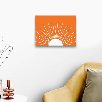 Boho Framed Wall Art, Sun Yellow Framed Canvas Wall Art Decor 11x14, Sun Sunset Yellow Dorm Bathroom Office Home Painting Artwork Wall Decor