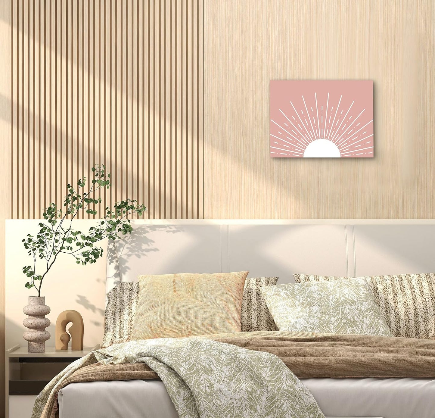 Boho Framed Wall Art, Sun Yellow Framed Canvas Wall Art Decor 11x14, Sun Sunset Yellow Dorm Bathroom Office Home Painting Artwork Wall Decor