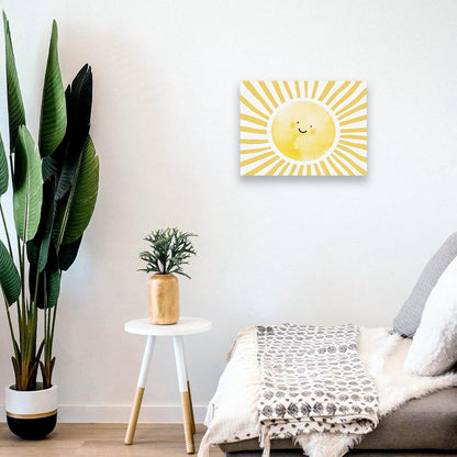 Boho Framed Wall Art, Sun Yellow Framed Canvas Wall Art Decor 11x14, Sun Sunset Yellow Dorm Bathroom Office Home Painting Artwork Wall Decor