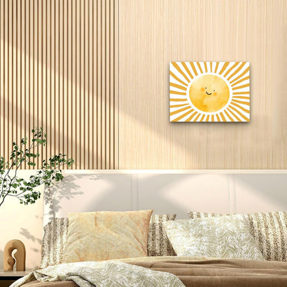 Boho Framed Wall Art, Sun Yellow Framed Canvas Wall Art Decor 11x14, Sun Sunset Yellow Dorm Bathroom Office Home Painting Artwork Wall Decor