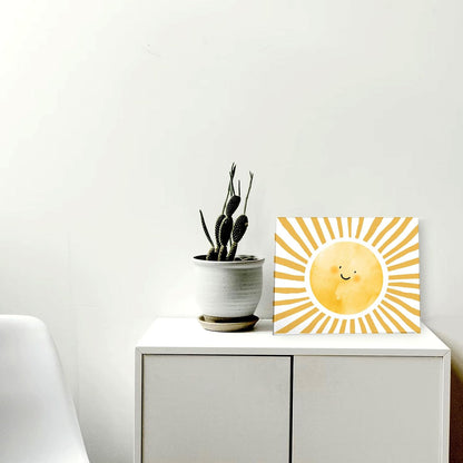Boho Framed Wall Art, Sun Yellow Framed Canvas Wall Art Decor 11x14, Sun Sunset Yellow Dorm Bathroom Office Home Painting Artwork Wall Decor