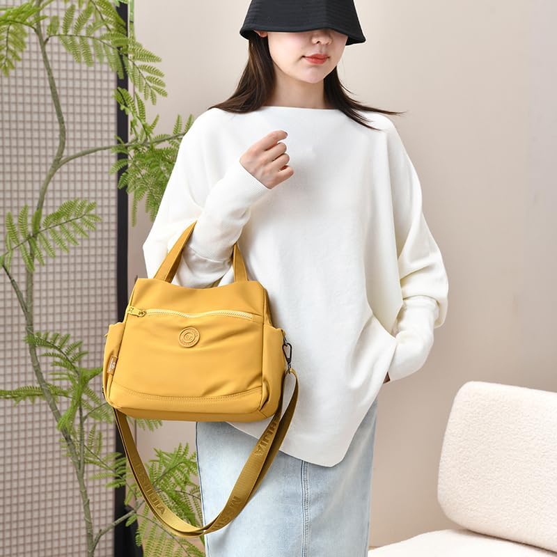 Women's Nylon Crossbody Bag Waterproof Multi-Pocket Shoulder Handbag Lightweight Tote Purse with Adjustable Strap Travel Work