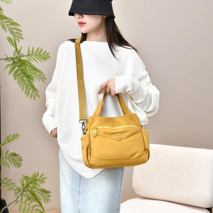 Women's Nylon Crossbody Bag Waterproof Multi-Pocket Shoulder Handbag Lightweight Tote Purse with Adjustable Strap Travel Work