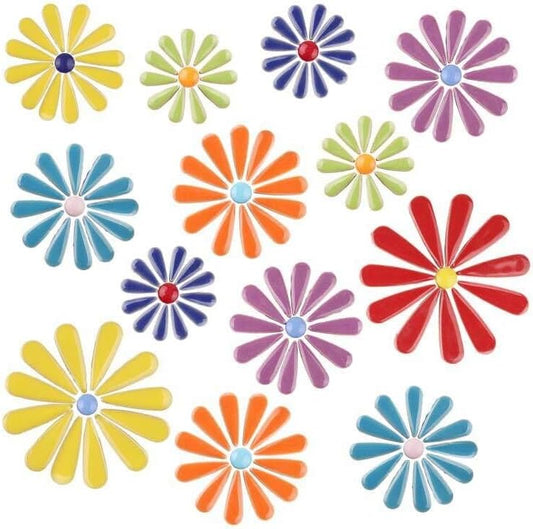 Multicolor Teardrop Ceramic Mosaic Tiles for Crafts Bulk, 454g | Pre-cut Ceramic Flower and Glass Round mosaic Pieces with Smooth Edges for Mosaic Making, Home Decor and Stepping Stones