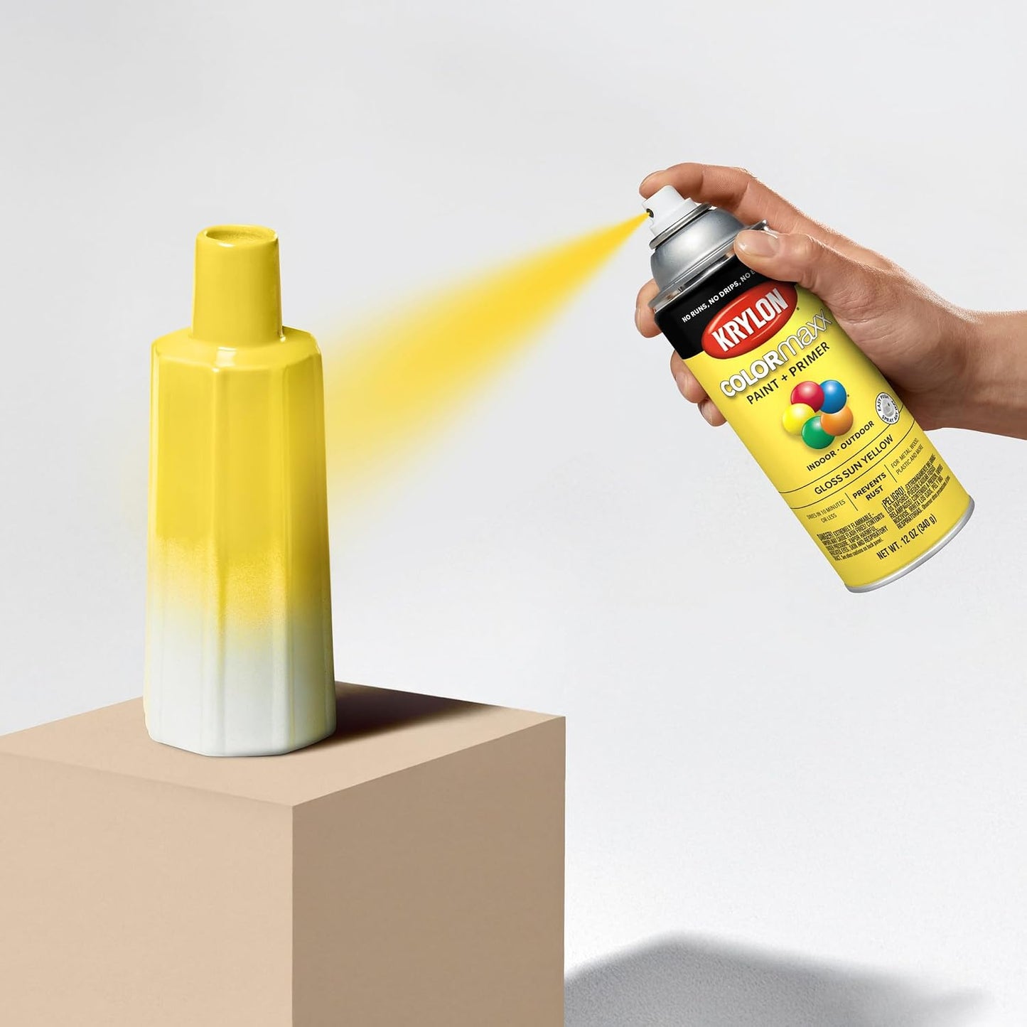 K05541007 COLORmaxx Spray Paint and Primer for Indoor/Outdoor Use, Gloss Sun Yellow, 12 Ounce (Pack of 1)