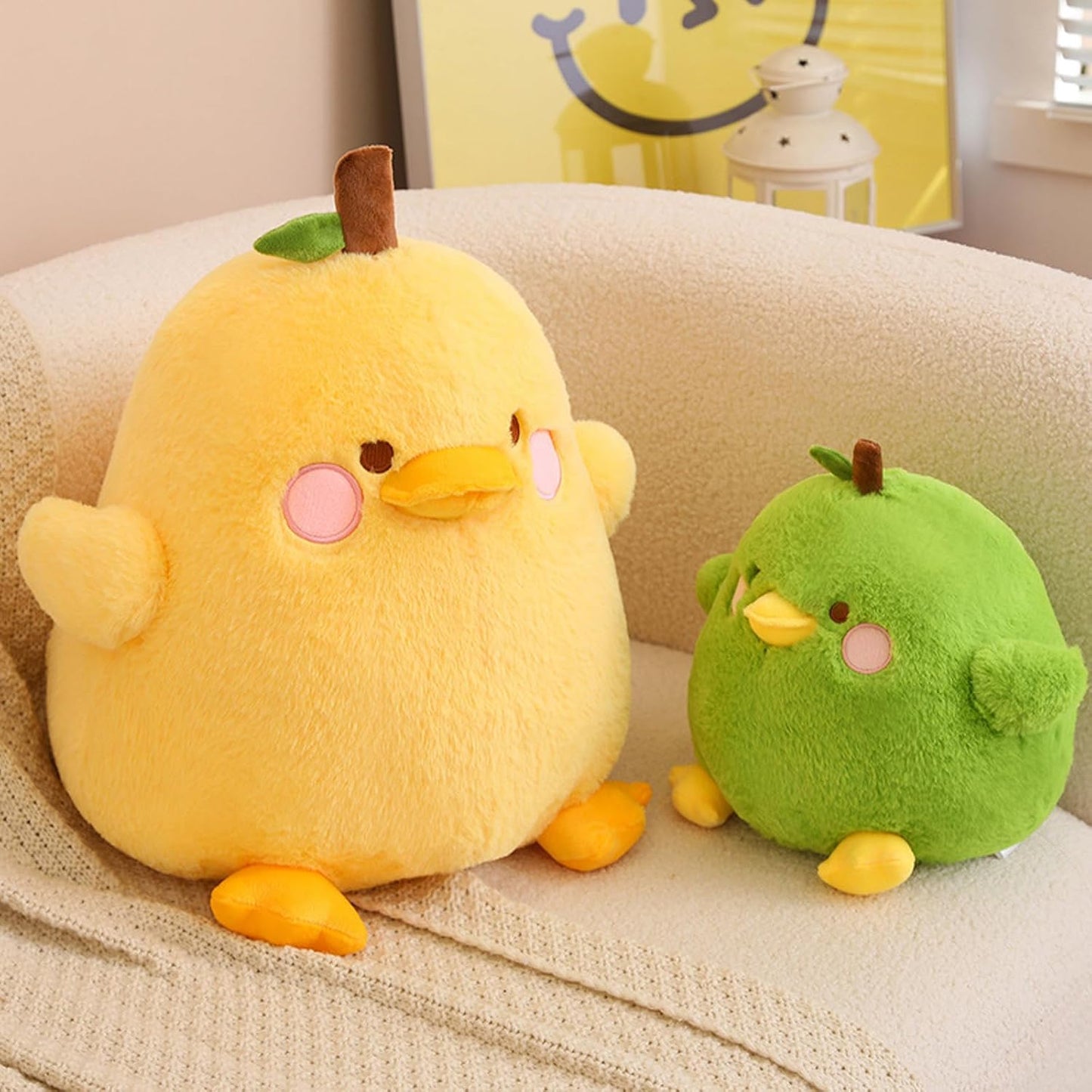 Cute Yellow Duck Pear Plush Pillow 16 Inch Kawaii Stuffed Animal Plush Soft Plushies Gifts (Yellow, Large)