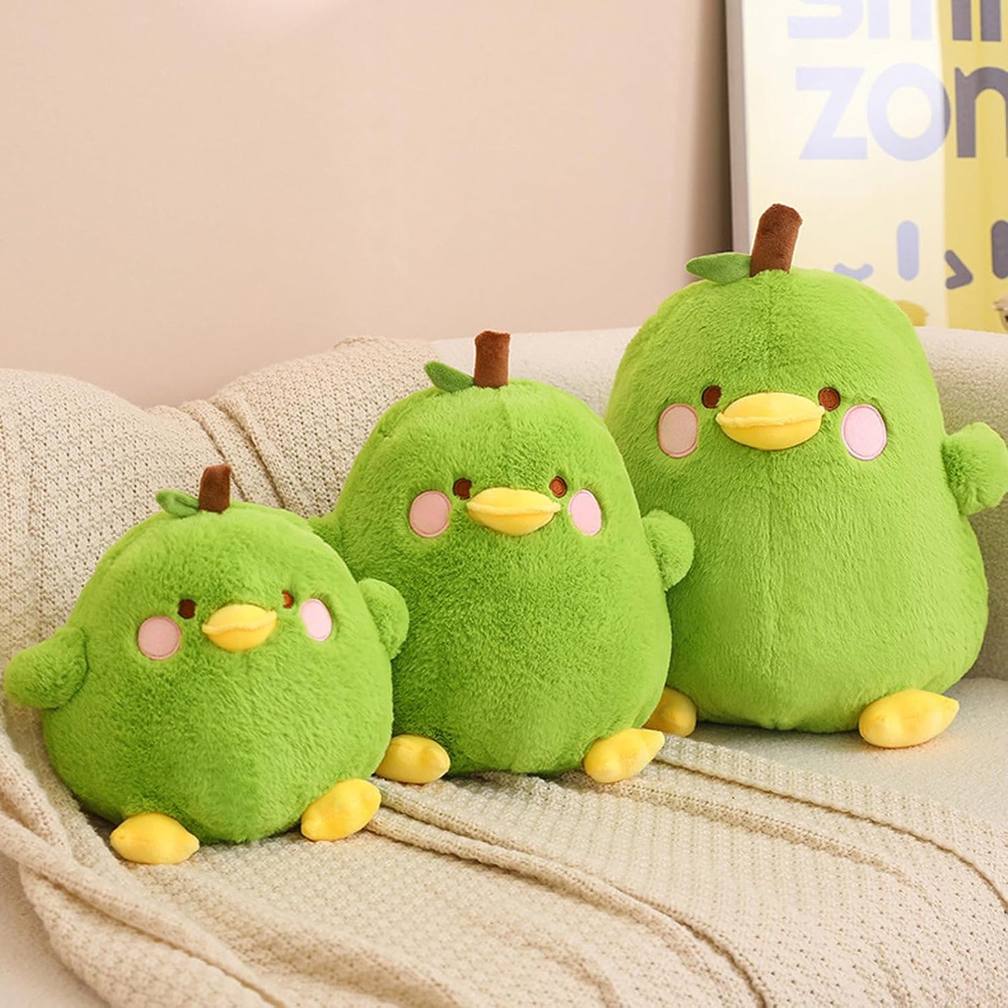 Cute Yellow Duck Pear Plush Pillow 16 Inch Kawaii Stuffed Animal Plush Soft Plushies Gifts (Yellow, Large)