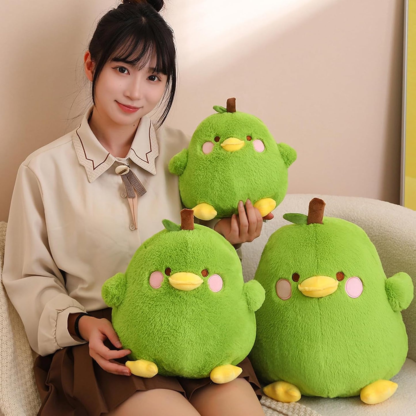 Cute Yellow Duck Pear Plush Pillow 16 Inch Kawaii Stuffed Animal Plush Soft Plushies Gifts (Yellow, Large)