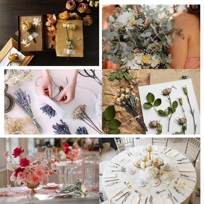130Pcs DIY Mixed Natural Dried Flower Set, Preserved Flowers Bulk with Baby's Breath, Dried Roses, Eucalyptus Stems, Mini Handmade Flower Arrangement, Dried Flower for Home Decor