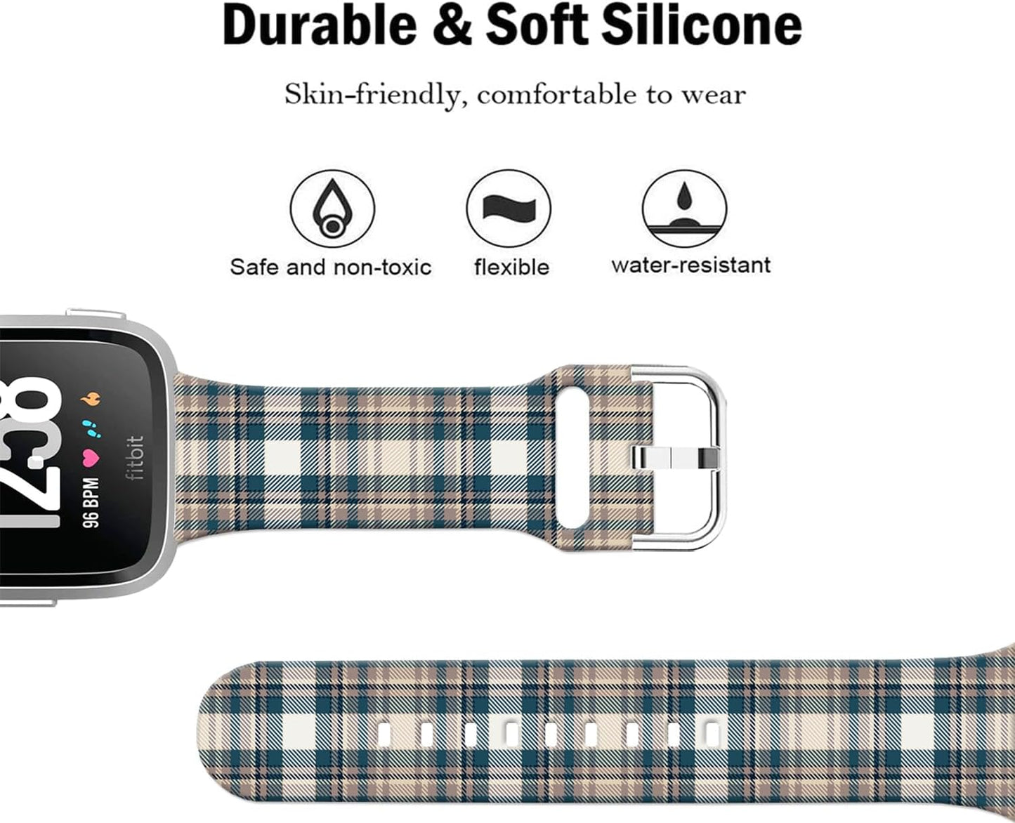 Soft Silicone Watch Bands Compatible with Fitbit Versa 2/Versa/Fitbit Versa Lite/SE Cartoon Band，23mm Cute Floral Pattern Printed Strap Replacement Wristband for Men Women Teens.