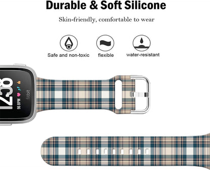 Soft Silicone Watch Bands Compatible with Fitbit Versa 2/Versa/Fitbit Versa Lite/SE Cartoon Band，23mm Cute Floral Pattern Printed Strap Replacement Wristband for Men Women Teens.