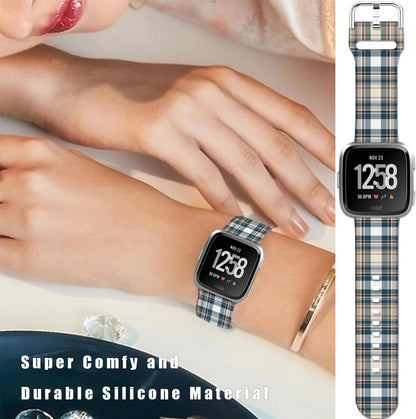 Soft Silicone Watch Bands Compatible with Fitbit Versa 2/Versa/Fitbit Versa Lite/SE Cartoon Band，23mm Cute Floral Pattern Printed Strap Replacement Wristband for Men Women Teens.