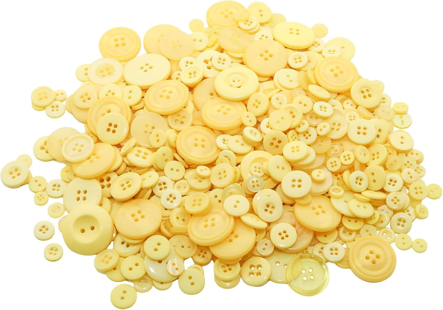 About 500-600Pcs Round Resin Buttons, Mixed Size Sewing Buttons, 2 and 4 Holes Assorted Buttons for Crafts, 300g Manual Button Painting DIY Handmade Ornament Button (Yellow)