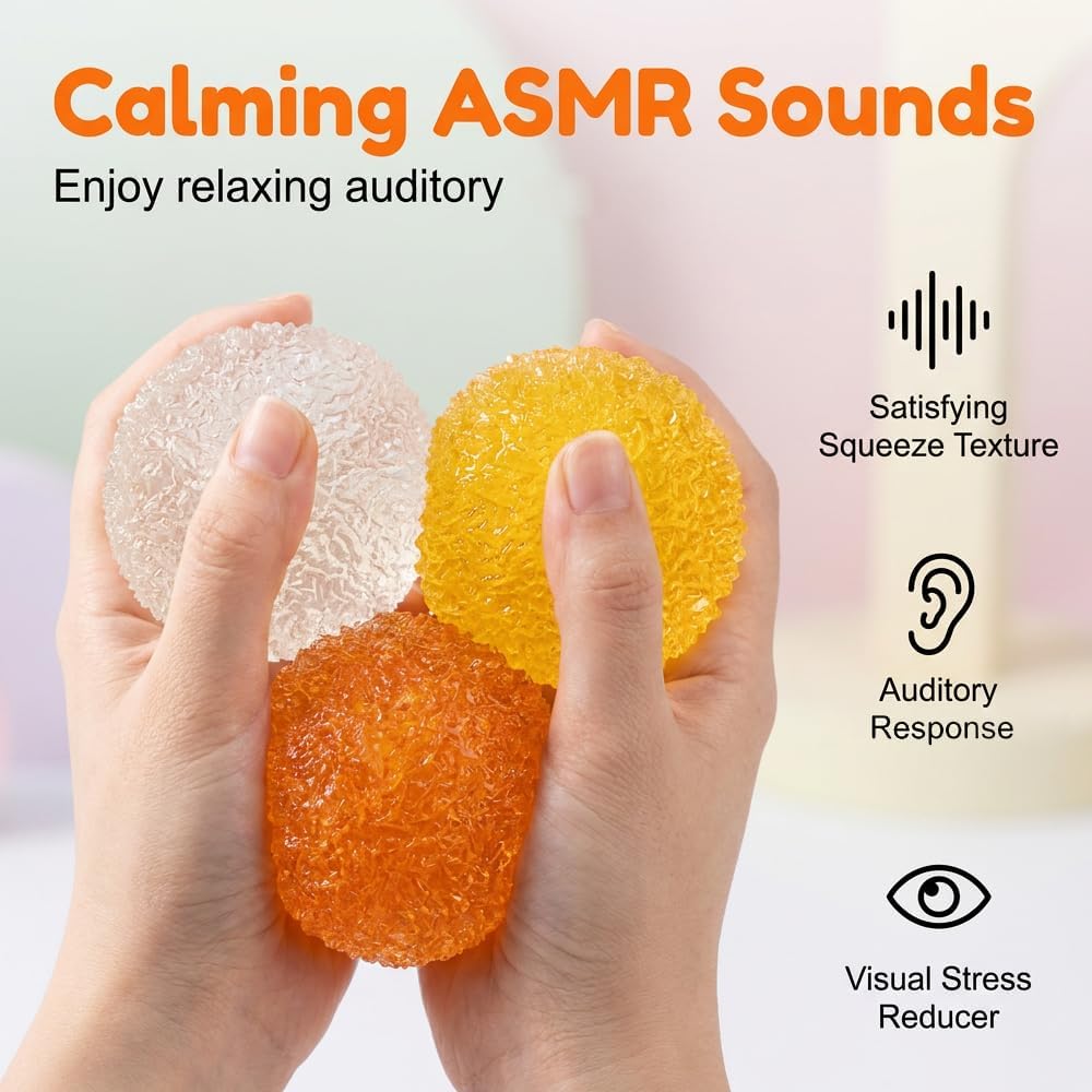 2026 New Ice Squishies Stress Ball, Crunchy Squishy Stress Ball Squeeze Stress Slushie Squishy,Non-Sticky Slow Rising Squeeze Ball, Ice Skin Fidget Sensory Toys for Relaxing (Yellow)