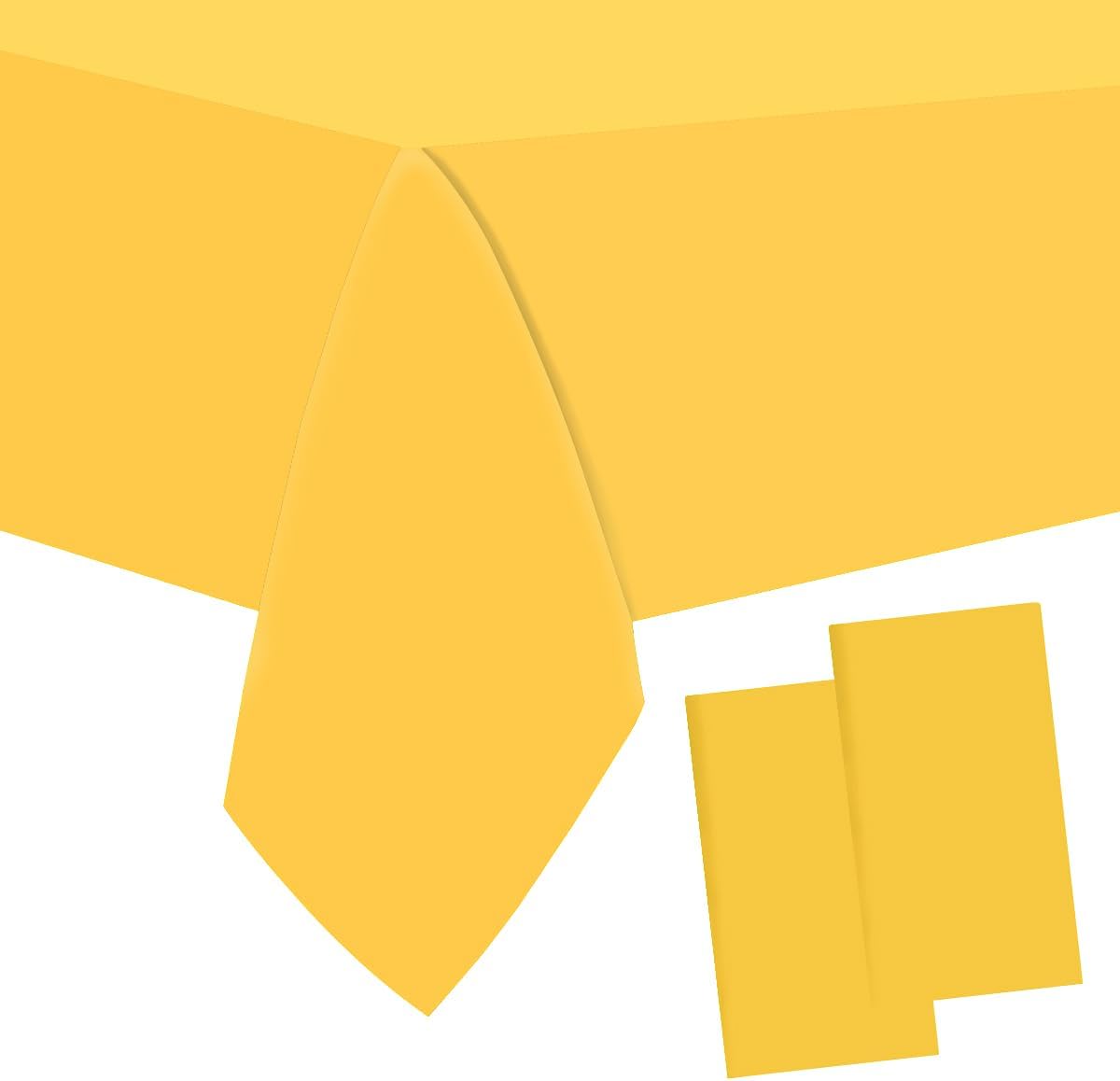 2 Packaging Yellow Plastic Tablecloth, 54 inch x108 inch Rectangular Disposable Party Table Cover, Suitable for Birthday, Graduation, Restaurant, Wedding Decoration Tablecloth