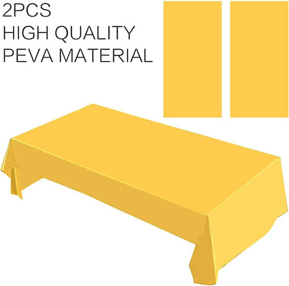 2 Packaging Yellow Plastic Tablecloth, 54 inch x108 inch Rectangular Disposable Party Table Cover, Suitable for Birthday, Graduation, Restaurant, Wedding Decoration Tablecloth