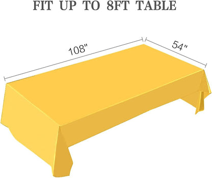 2 Packaging Yellow Plastic Tablecloth, 54 inch x108 inch Rectangular Disposable Party Table Cover, Suitable for Birthday, Graduation, Restaurant, Wedding Decoration Tablecloth