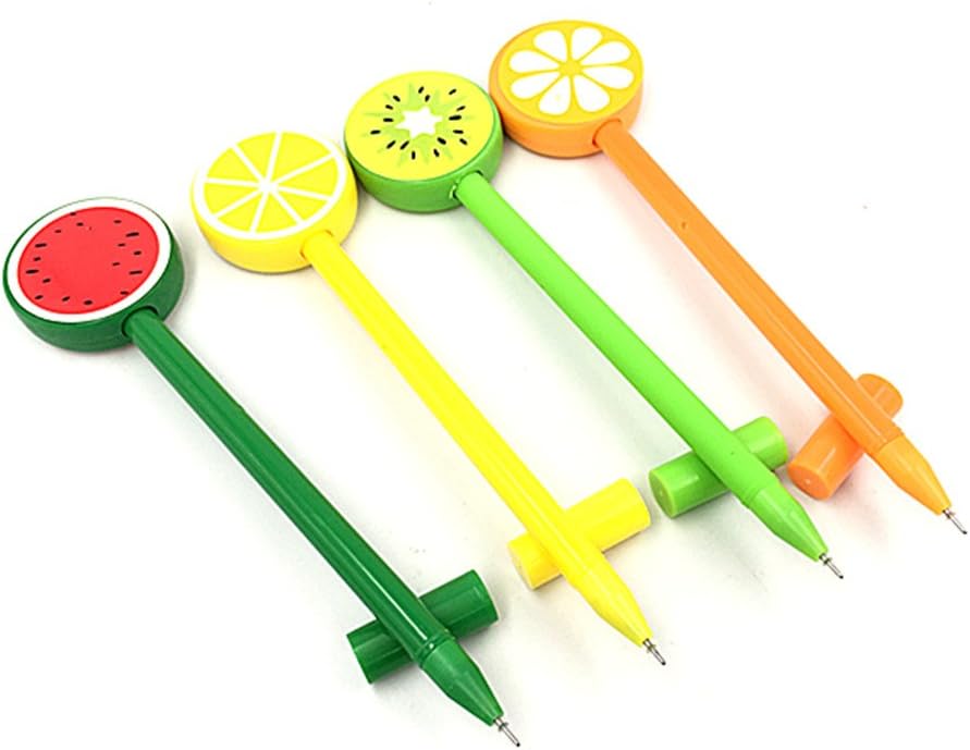 12pcs Gel Pen Black Ink Fruit Roller Marker Pen(Hard Plastic Fruit Styling)