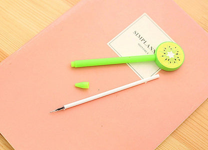 12pcs Gel Pen Black Ink Fruit Roller Marker Pen(Hard Plastic Fruit Styling)
