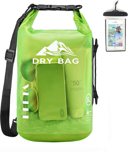Dry Bag Waterproof Backpack with Phone Case 5L/10L/20L/30L/40L | Roll Top Lightweight Dry Storage Bag for Women Men, Travel Boating Kayaking Paddle Board Camping Beach Essentials Accessories