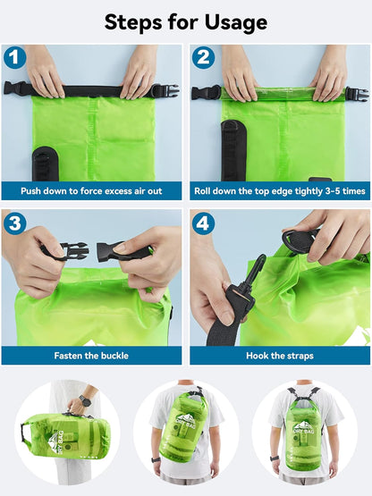 Dry Bag Waterproof Backpack with Phone Case 5L/10L/20L/30L/40L | Roll Top Lightweight Dry Storage Bag for Women Men, Travel Boating Kayaking Paddle Board Camping Beach Essentials Accessories