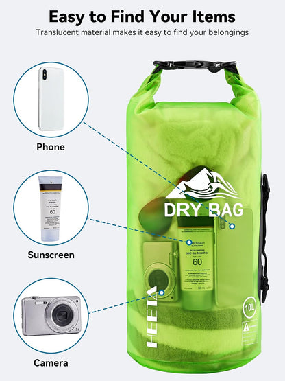 Dry Bag Waterproof Backpack with Phone Case 5L/10L/20L/30L/40L | Roll Top Lightweight Dry Storage Bag for Women Men, Travel Boating Kayaking Paddle Board Camping Beach Essentials Accessories