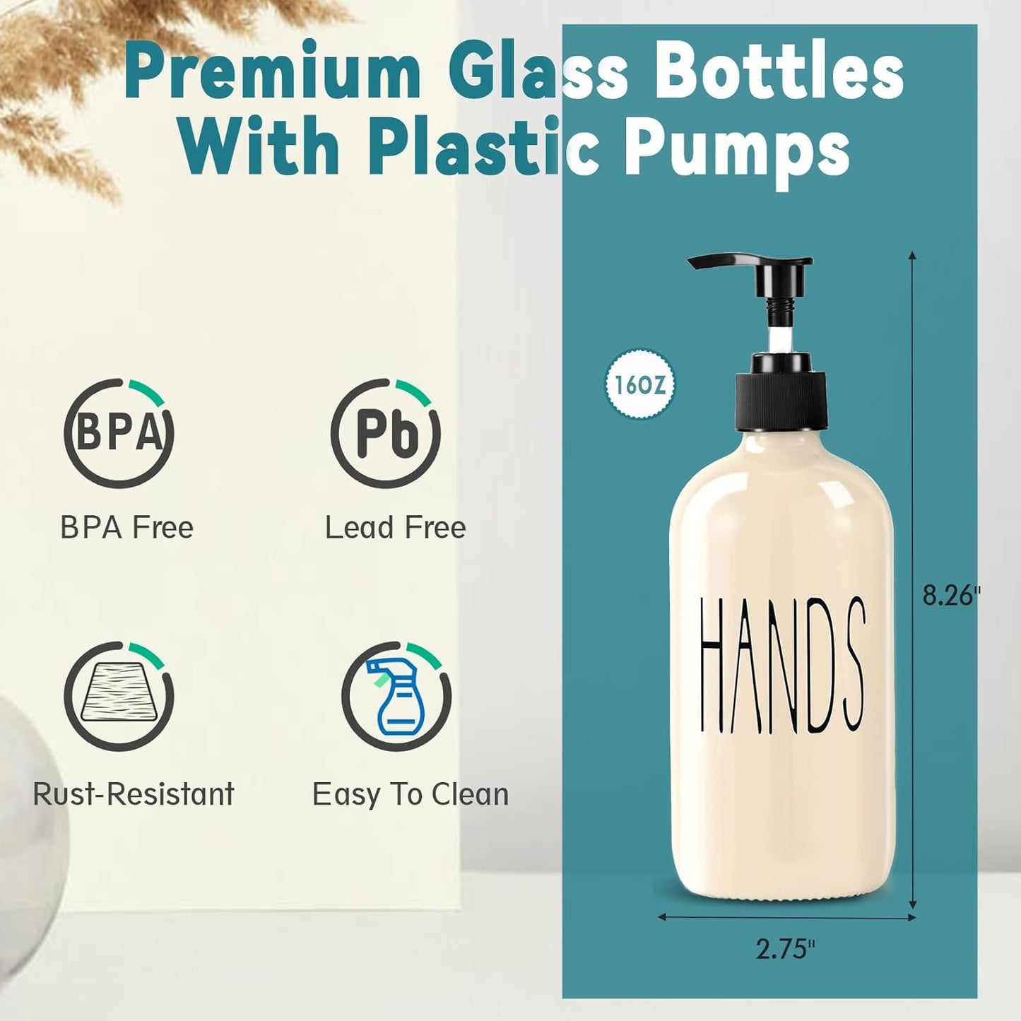 Glass Soap Dispenser Set 2 Pack,16 Oz Dish Soap Dispenser for Kitchen Sink,Lemon Kitchen Decor and Accessories,Yellow Decorations and Kitchen Utensils for Kitchen