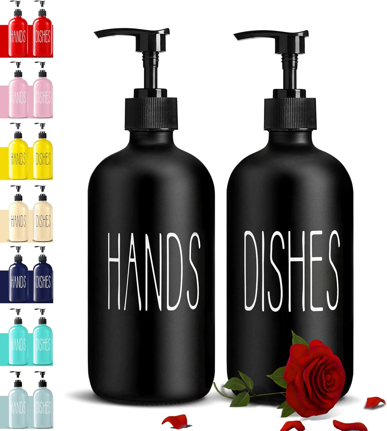Glass Soap Dispenser Set 2 Pack,16 Oz Dish Soap Dispenser for Kitchen Sink,Lemon Kitchen Decor and Accessories,Yellow Decorations and Kitchen Utensils for Kitchen