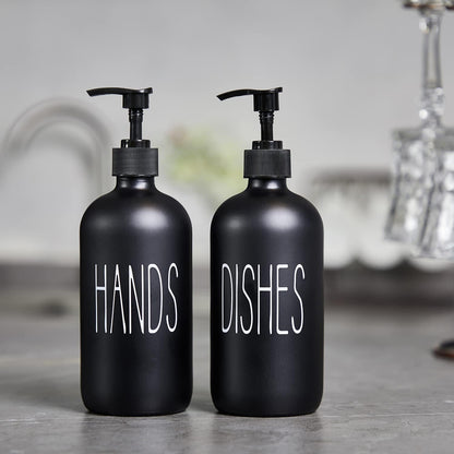 Glass Soap Dispenser Set 2 Pack,16 Oz Dish Soap Dispenser for Kitchen Sink,Lemon Kitchen Decor and Accessories,Yellow Decorations and Kitchen Utensils for Kitchen