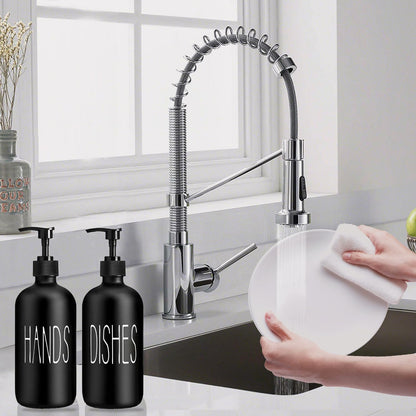Glass Soap Dispenser Set 2 Pack,16 Oz Dish Soap Dispenser for Kitchen Sink,Lemon Kitchen Decor and Accessories,Yellow Decorations and Kitchen Utensils for Kitchen