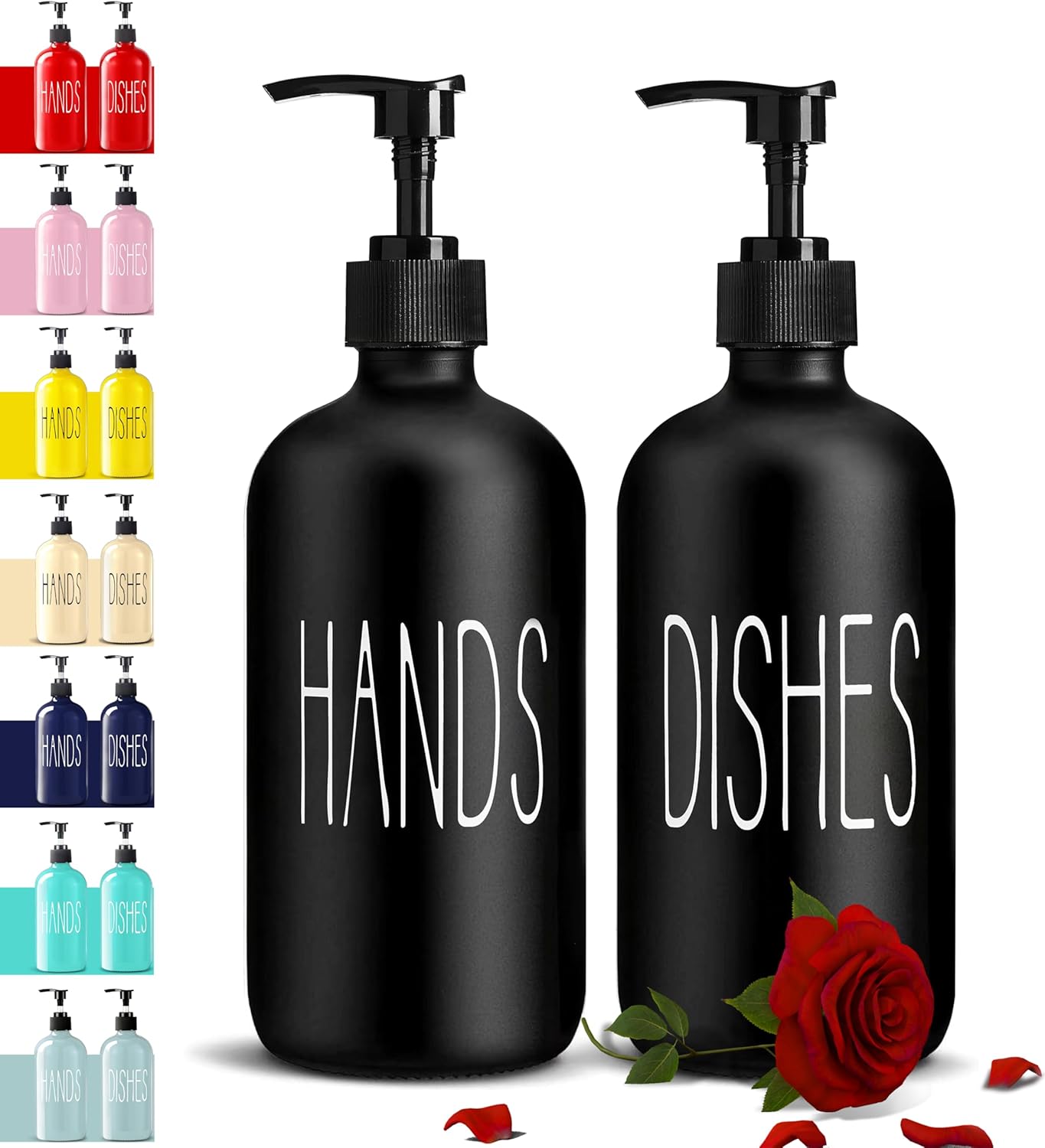 Glass Soap Dispenser Set 2 Pack,16 Oz Dish Soap Dispenser for Kitchen Sink,Lemon Kitchen Decor and Accessories,Yellow Decorations and Kitchen Utensils for Kitchen