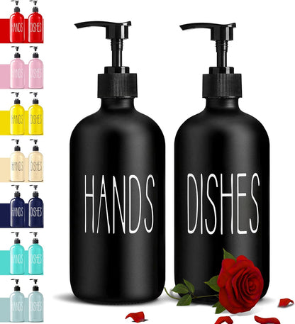Glass Soap Dispenser Set 2 Pack,16 Oz Dish Soap Dispenser for Kitchen Sink,Lemon Kitchen Decor and Accessories,Yellow Decorations and Kitchen Utensils for Kitchen