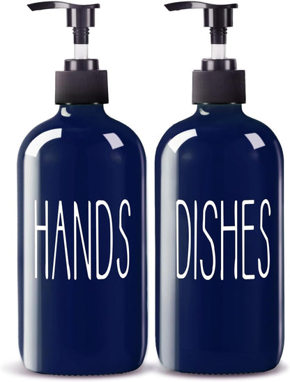 Glass Soap Dispenser Set 2 Pack,16 Oz Dish Soap Dispenser for Kitchen Sink,Lemon Kitchen Decor and Accessories,Yellow Decorations and Kitchen Utensils for Kitchen